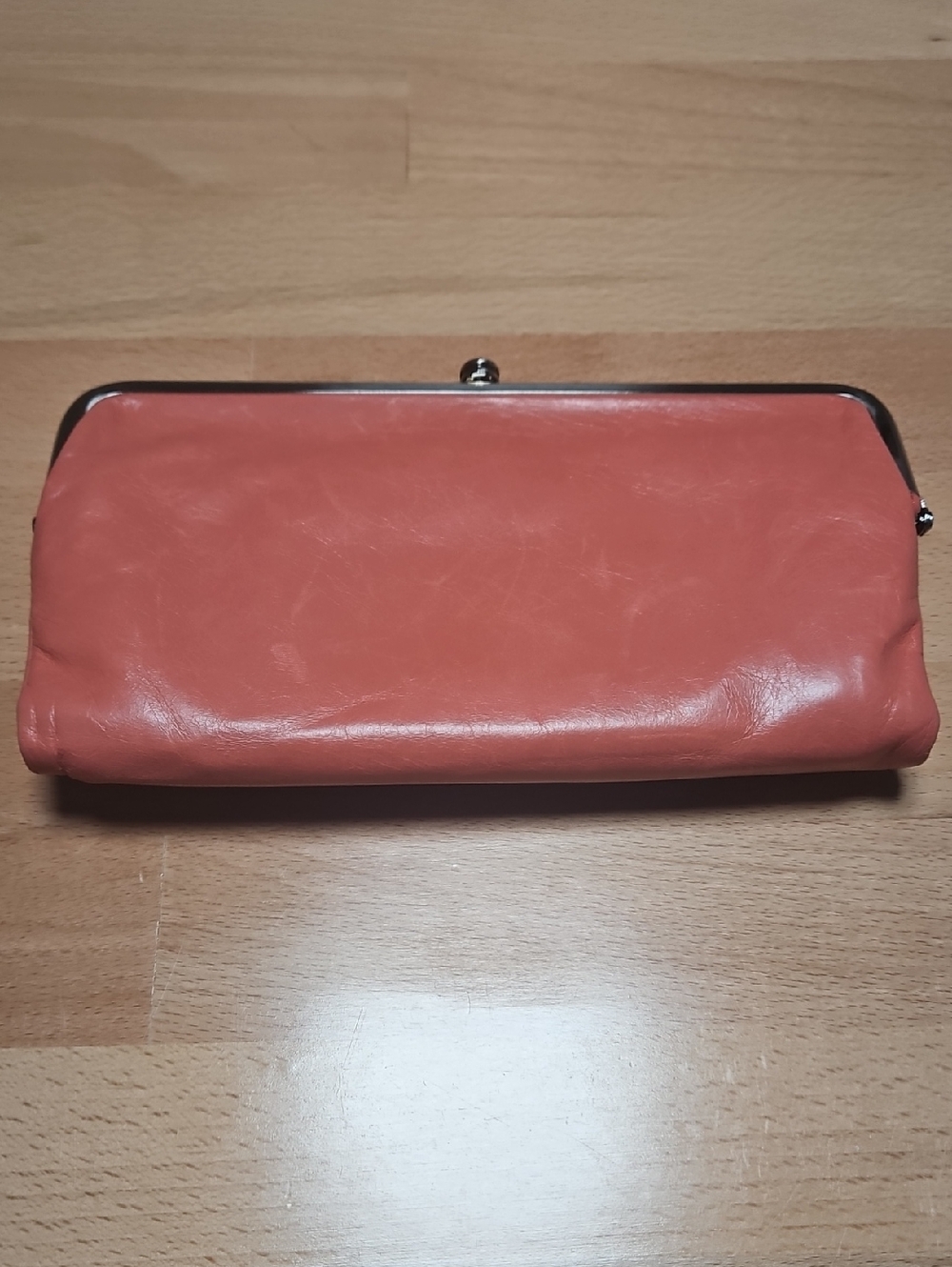 Hobo Lauren Clutch Wallet Coral Pink Double Frame